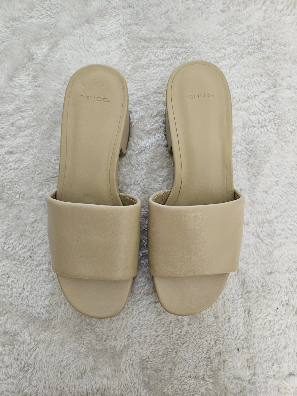 NWT Vince Beige Platform Sandals Size 8 Leather 70s Bohemian Business Casual - Picture 10 of 11